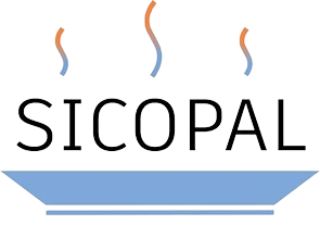 Logo SICOPAL avec traits décoratifs au-dessus.